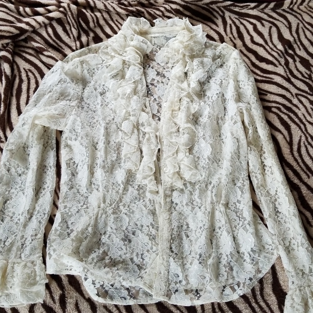 Lace Detailed Ruffle Boutique Shirt